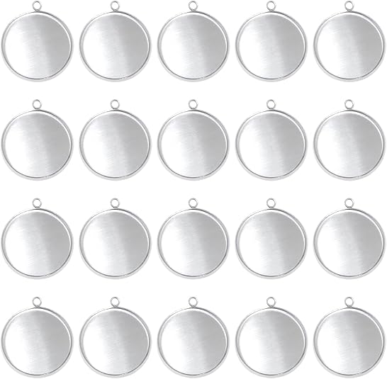 Resin Crafts Diy - 20-delige roestvrijstalen ronde bezel blanks hanger