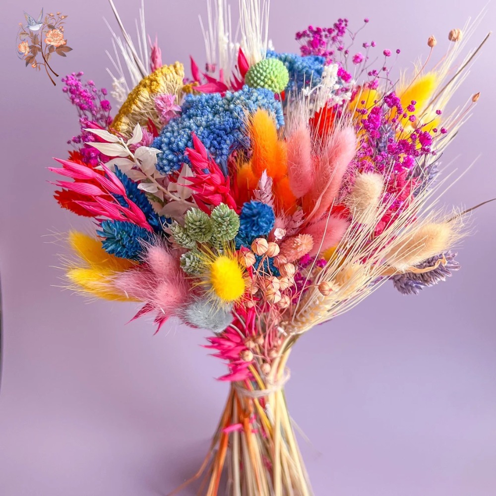 Dried Flower Bulk - Kleurrijke gedroogde bloemen bruidsboeket voor bruid